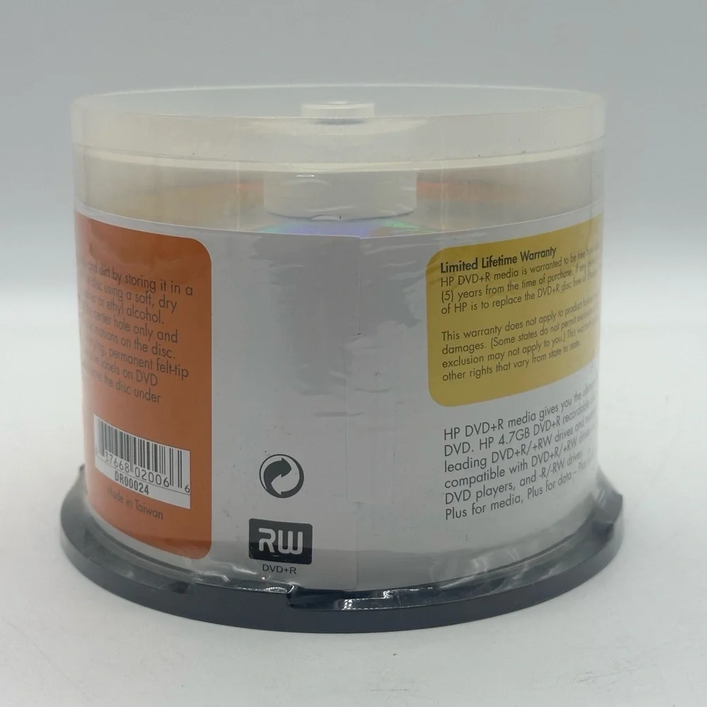 NISP HP DR00024 DVD+R 4.7GB 50 Pack Spindle Blank DVD Media 4x Speed Write-Once‎